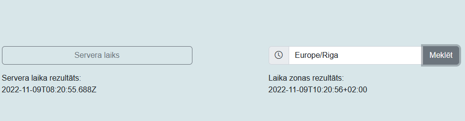 Laika zonas lietotnes skats
