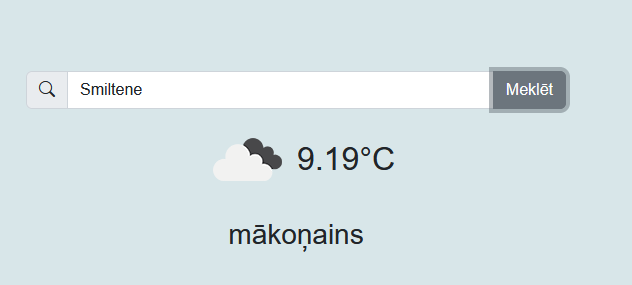Laikapstākļu lietotnes skats