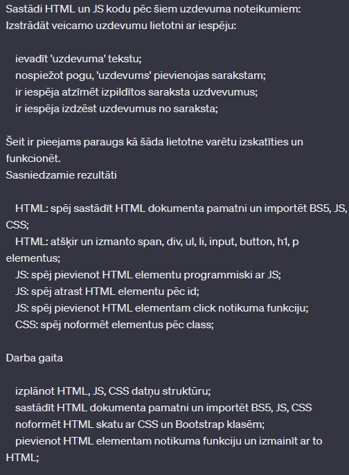 ChatGPT atrisina programmēšanas uzdevumu